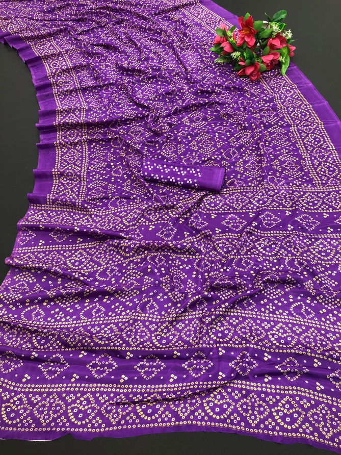 VIP Bandhani Silk Printed Non Catalog Sarees